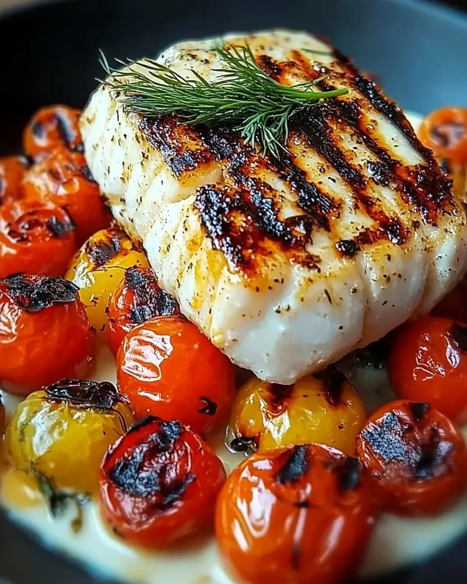 Gegrillter Kabeljau mit gerösteten Tomaten genießen!