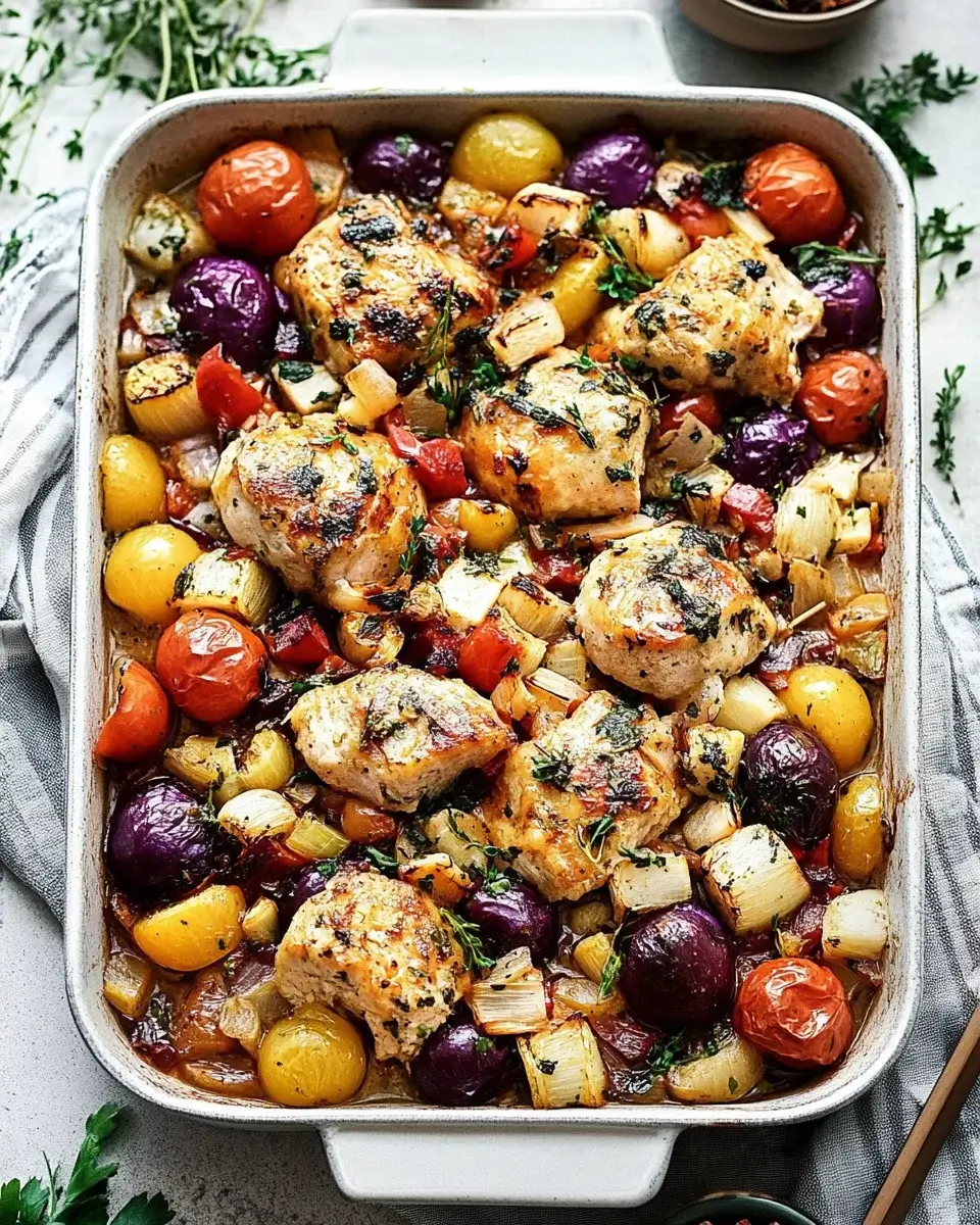 Mediterranes Blechgericht mit Hähnchen und Gemüse: So einfach zubereiten!