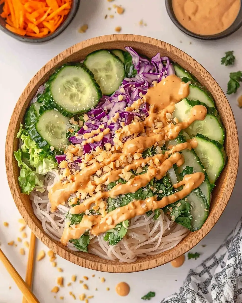 Frischer Frühlingsrollen-Salat mit Erdnusssauce: Erleben Sie den Geschmack!