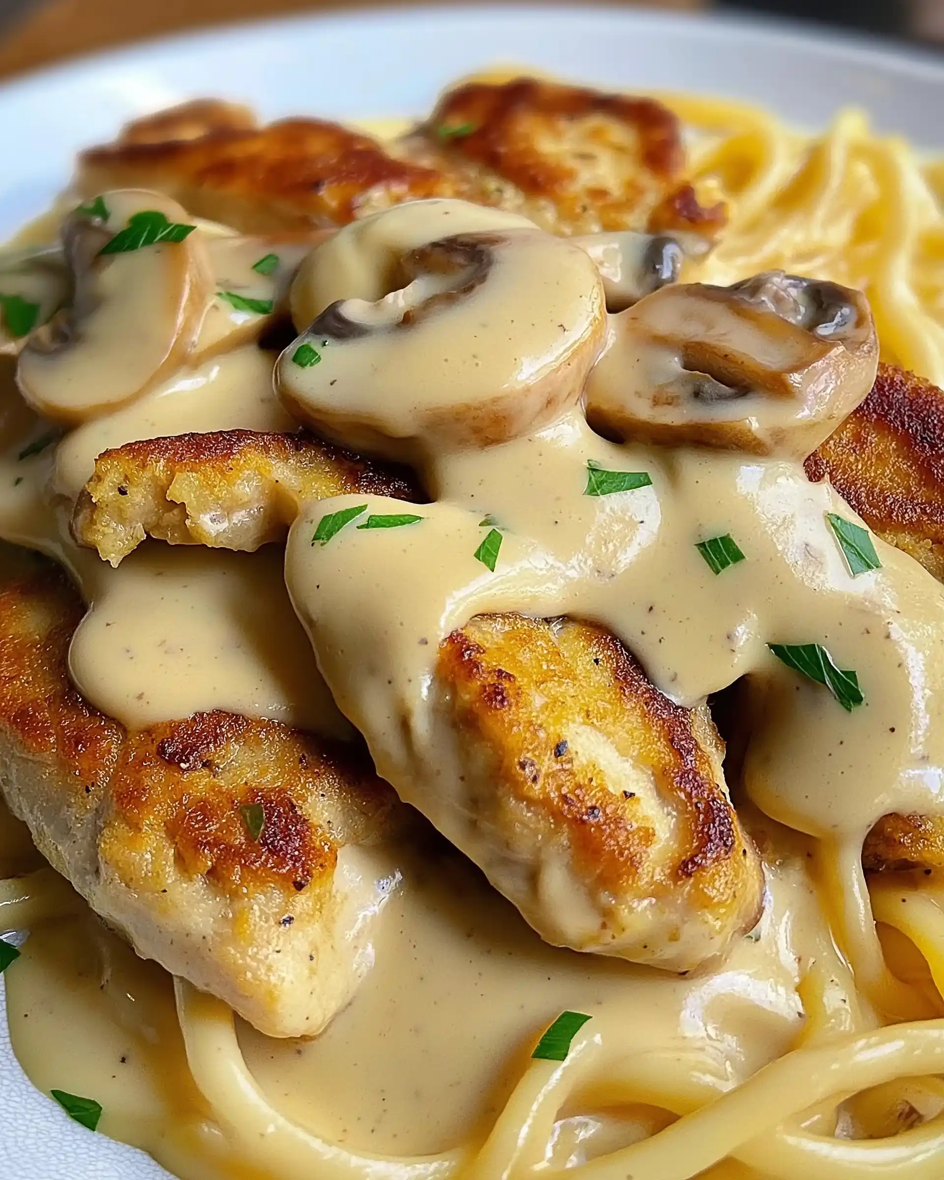 Hähnchenstreifen mit Champignon-Rahmsauce: So gelingt's!