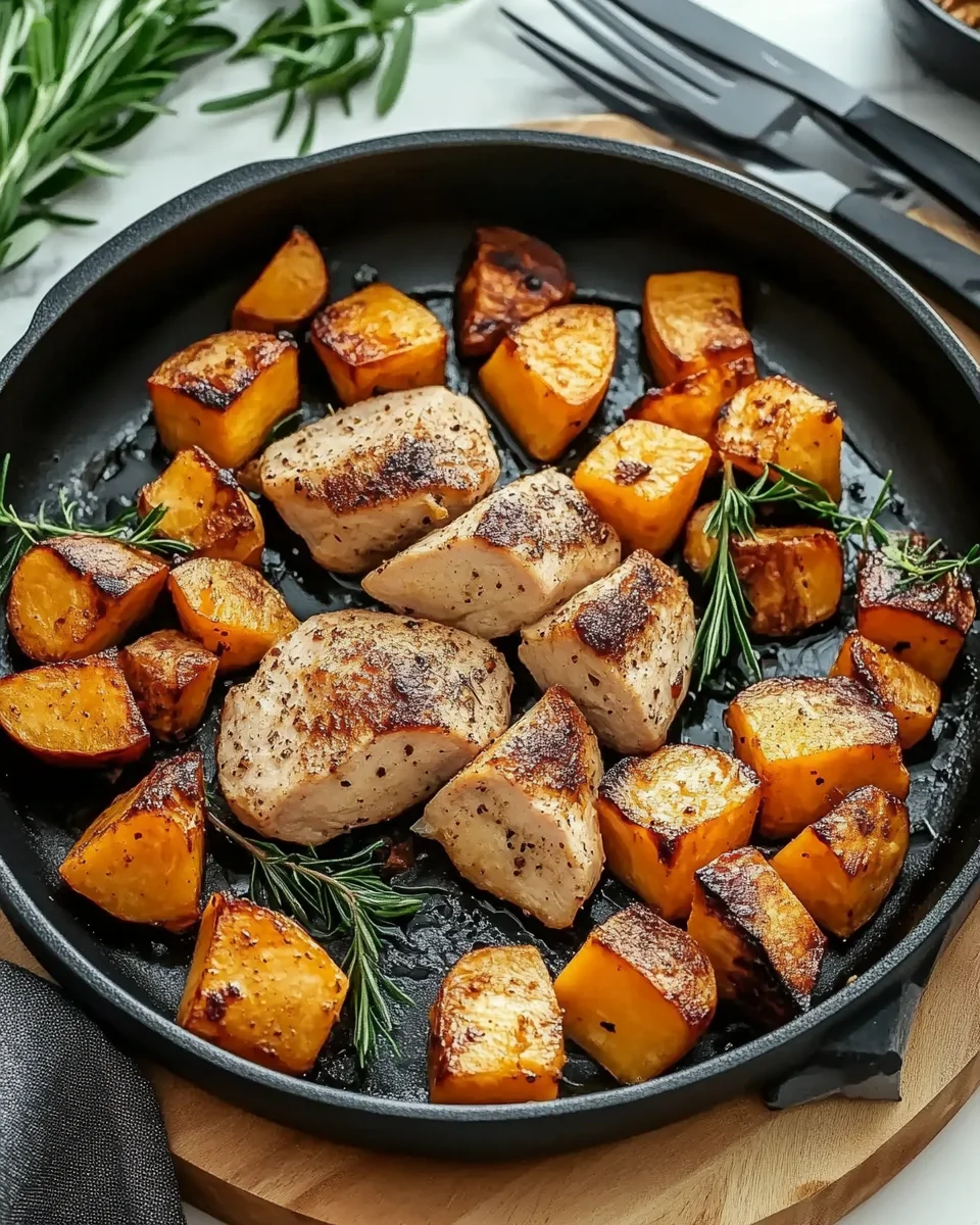 Hühnchen mit Süßkartoffeln aus der Pfanne: Sofort genießen!