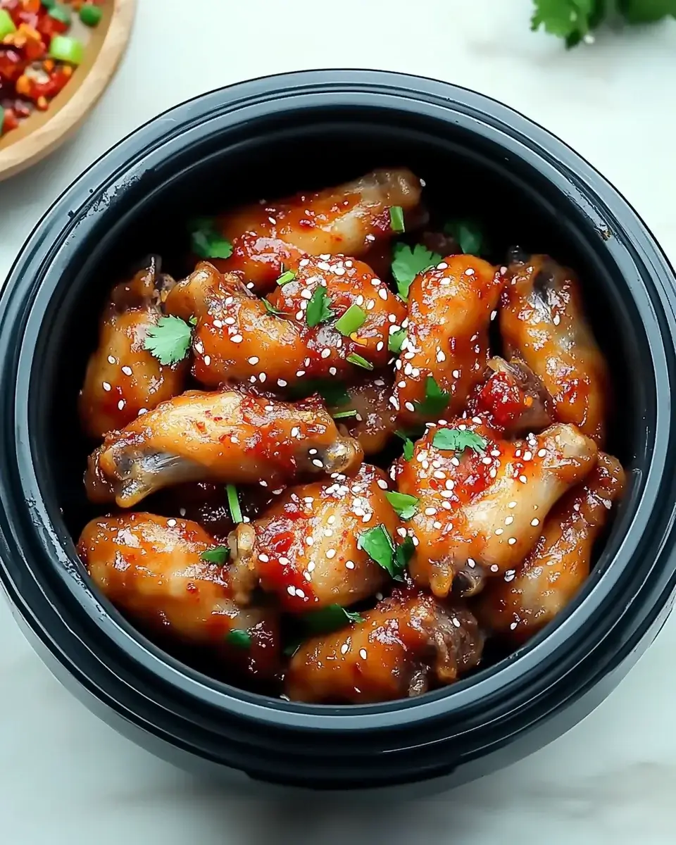 Koreanische Soja-Knoblauch-Hähnchenschenkel aus der Heißluftfritteuse einfach zubereiten!