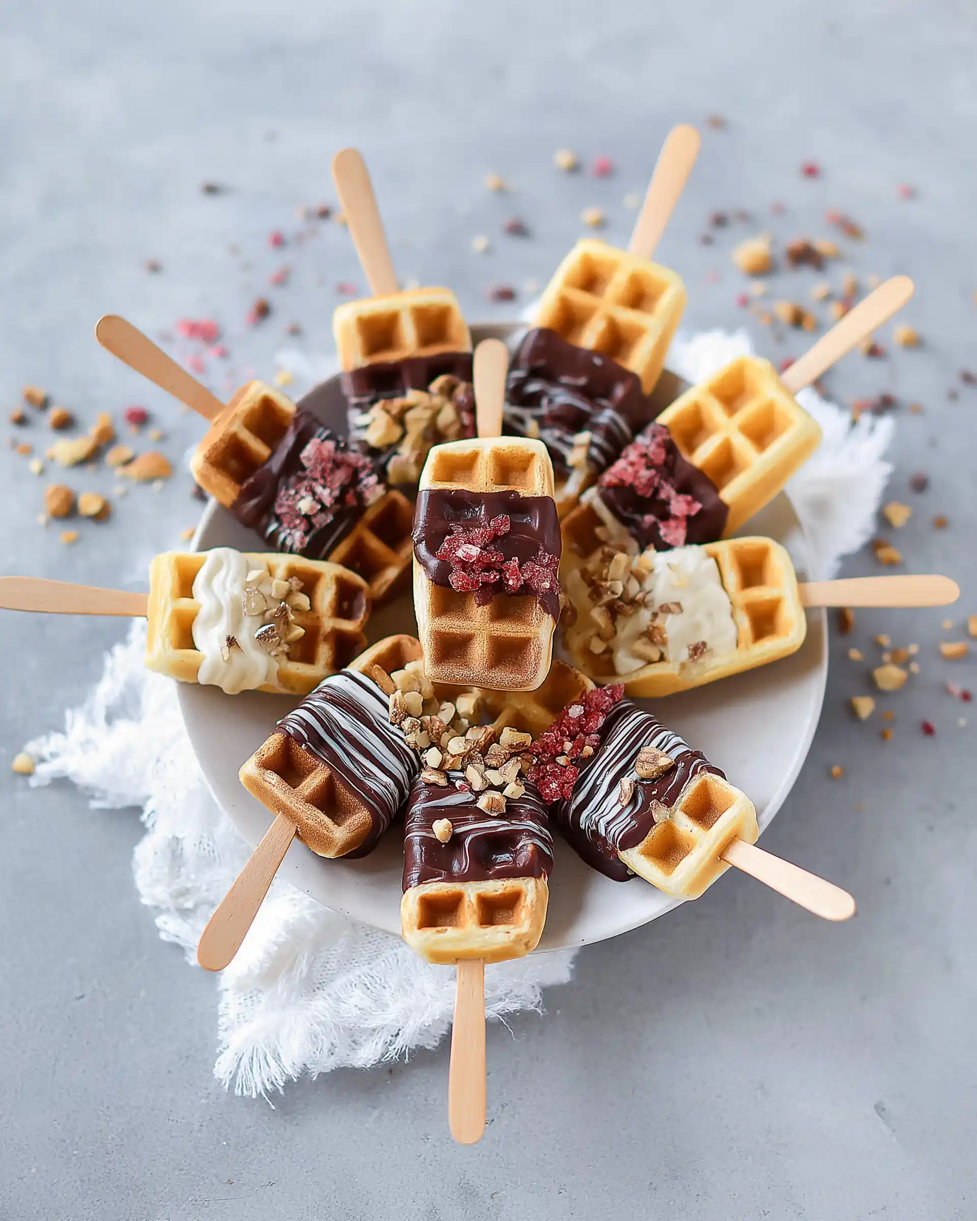 Waffel-Lollies mit Schokolade und Nüssen – Ein Genuss!