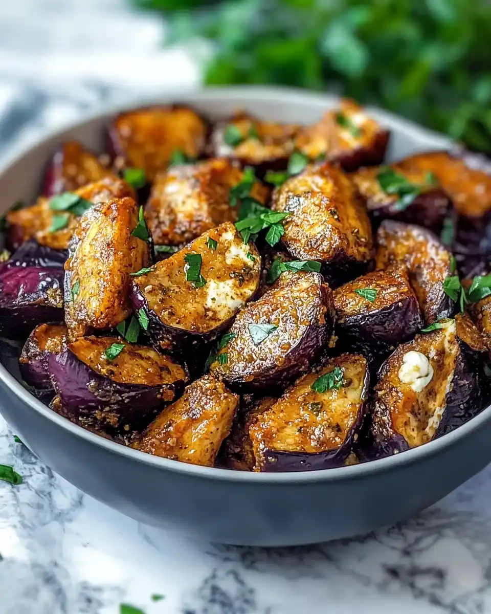 Auberginen aus der Heißluftfritteuse mit Kräuterquark genießen!