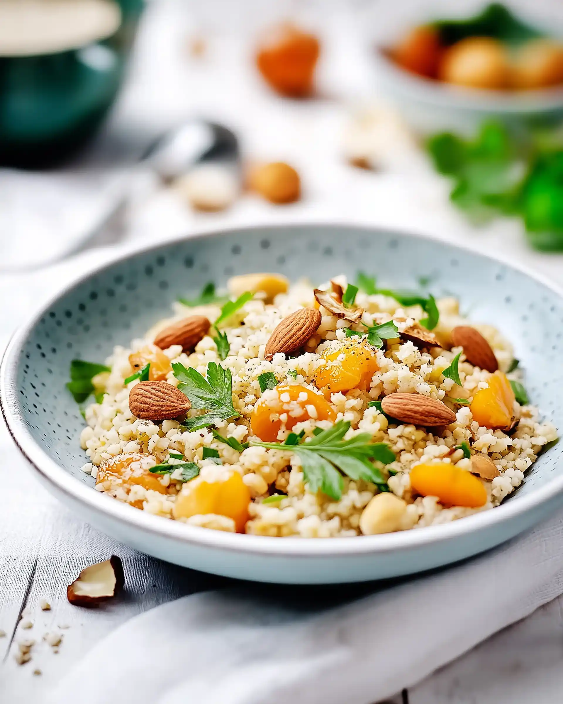 Bulgur-Weizen-Pilaw mit Aprikosen und Mandeln schnell zubereiten!