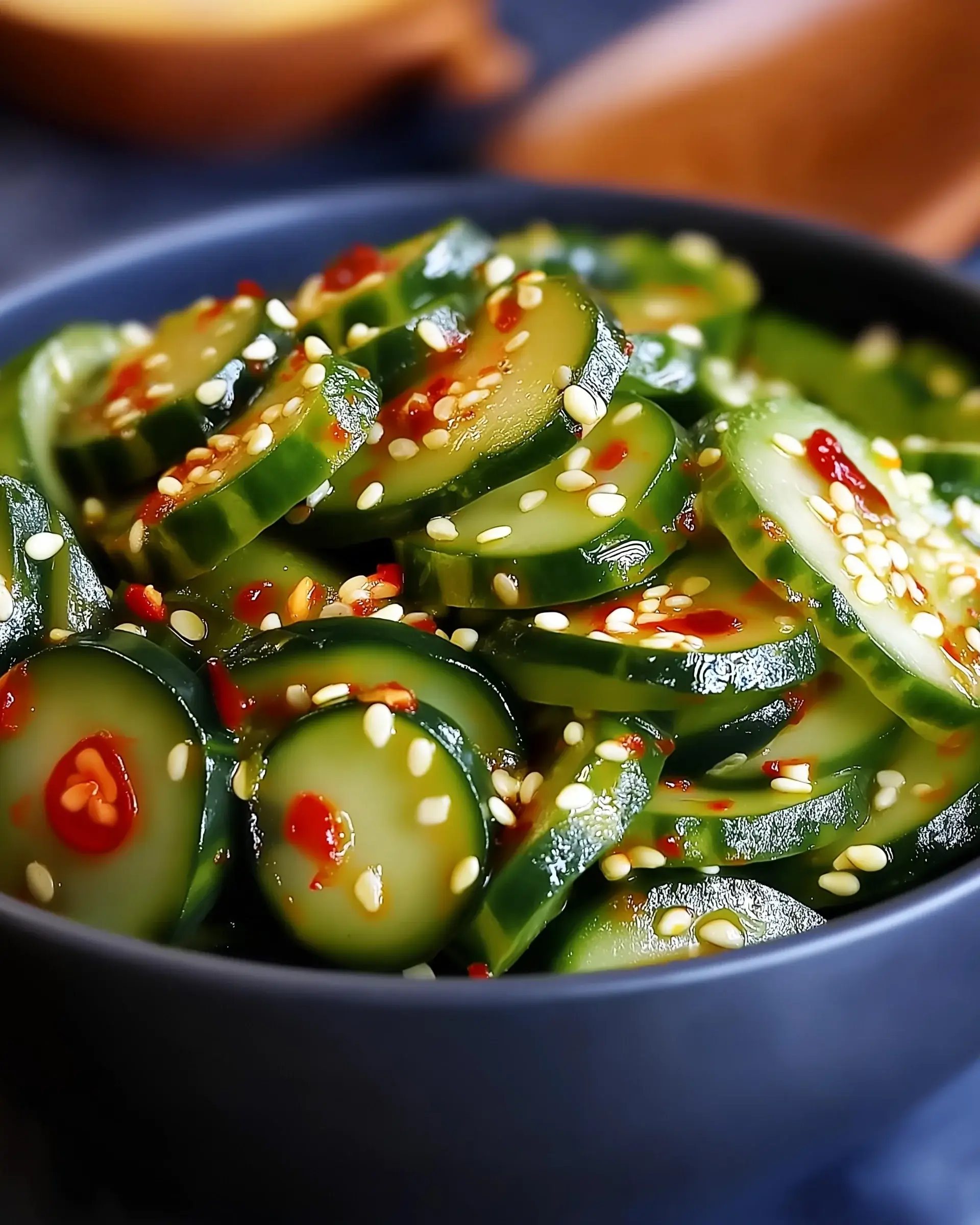 Erfrischender Asiatischer Gurkensalat mit Chili und Sesam – so lecker!