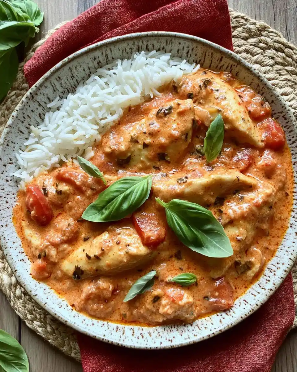 Hähnchen mit Reis und Tomatensauce: Ein einfaches Rezept!