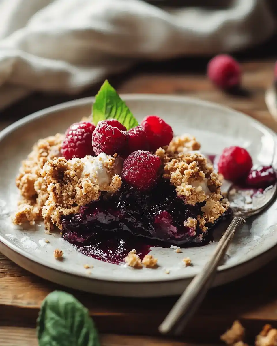 Kirschen-Basilikum-Crumble mit Vanilleeis genießen!