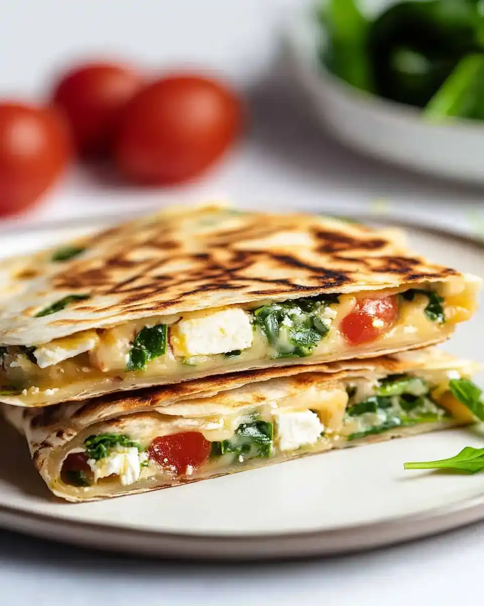 Mediterrane Quesadillas mit Spinat und Feta genießen!