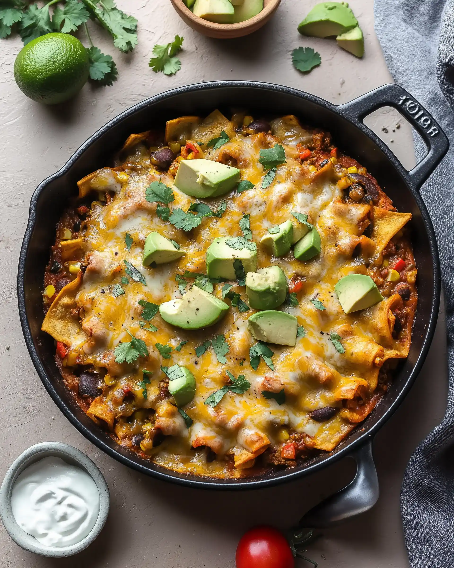 Mexikanischer Rinderhackfleisch-Enchilada-Auflauf genießen!