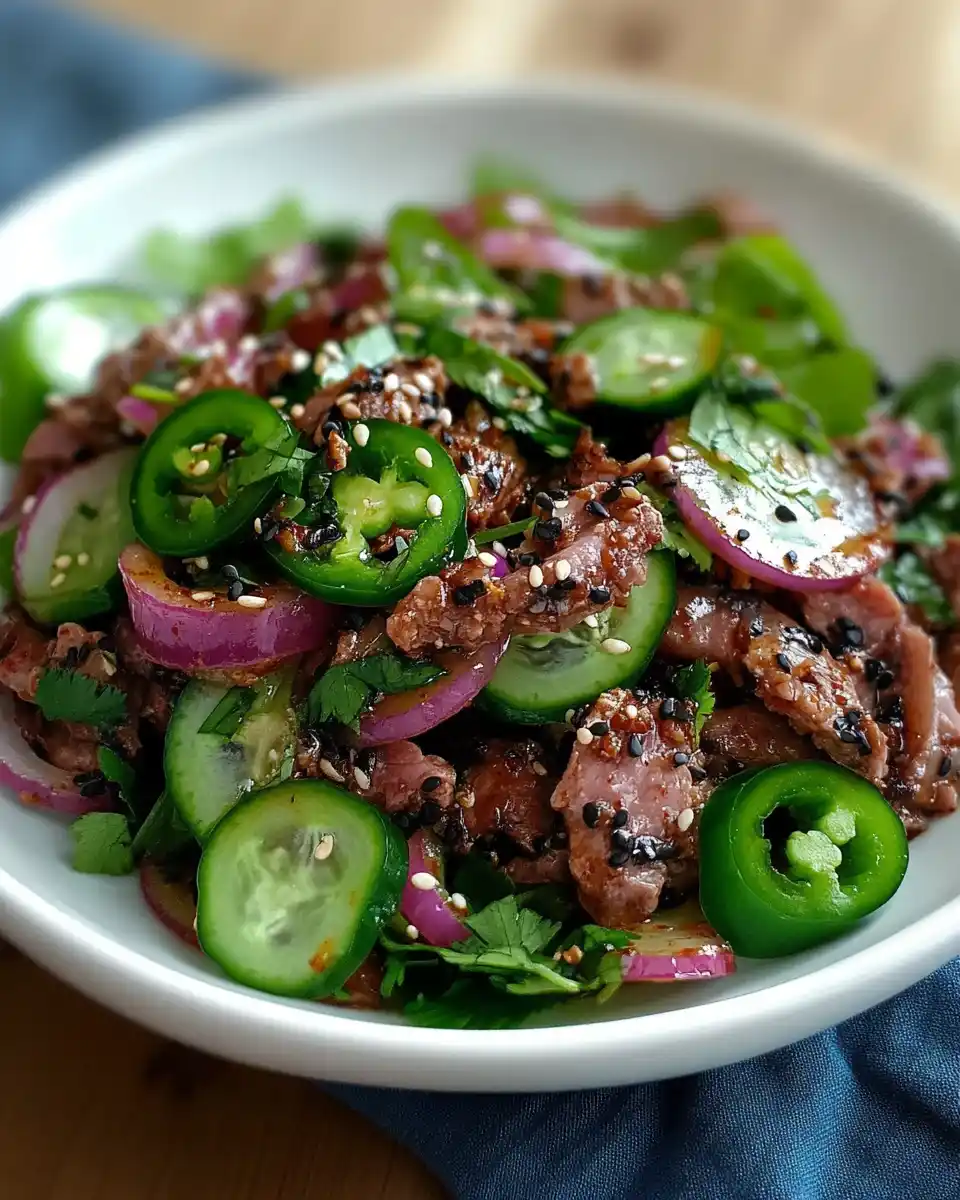 Scharfes Keto-Koreanisches Rinderhackfleisch mit Gurkensalat: Ein gesundes Rezept für Feinschmecker!