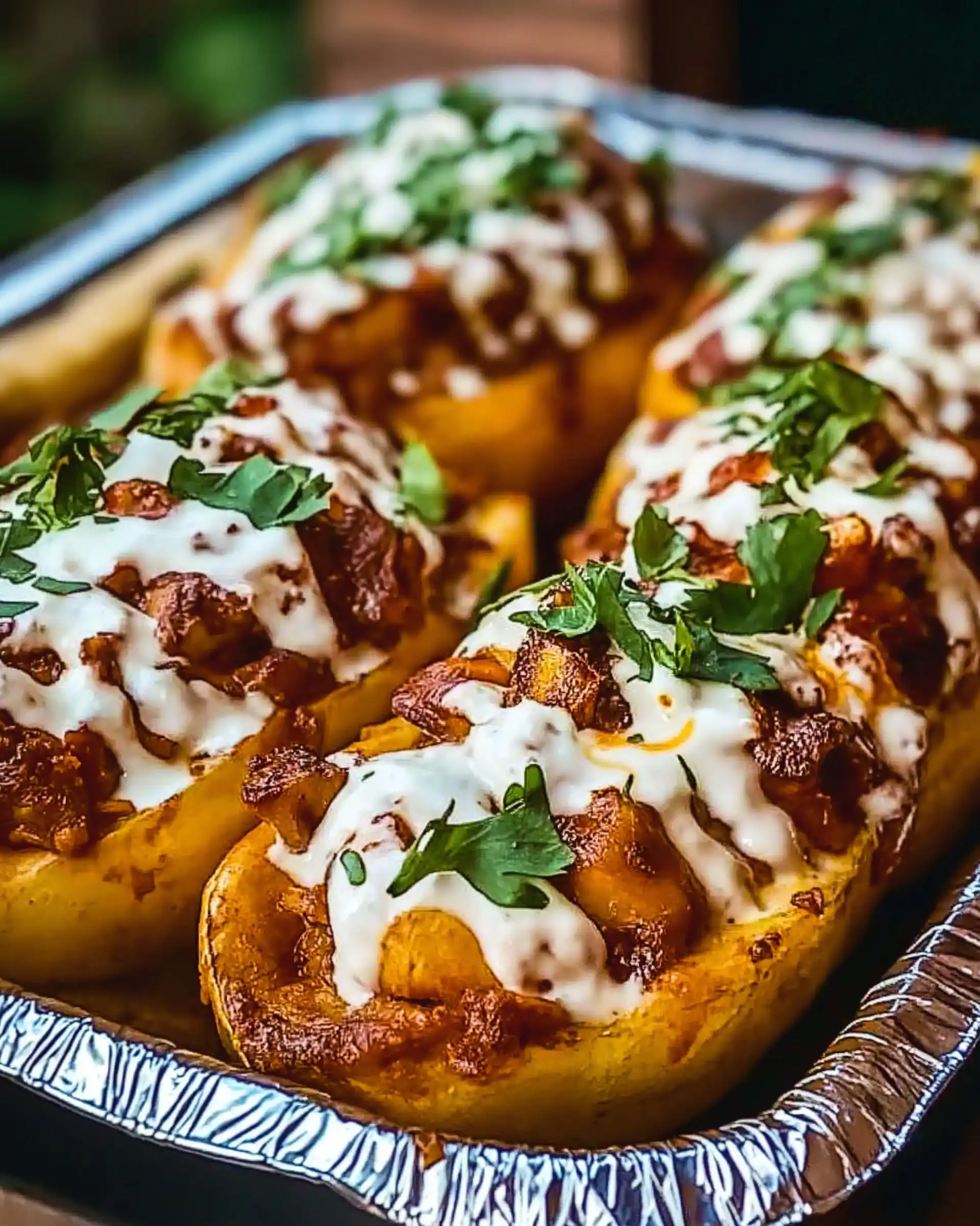 BBQ-Hühnchen gefüllte Ofenkartoffeln: Ein Genuss für alle!