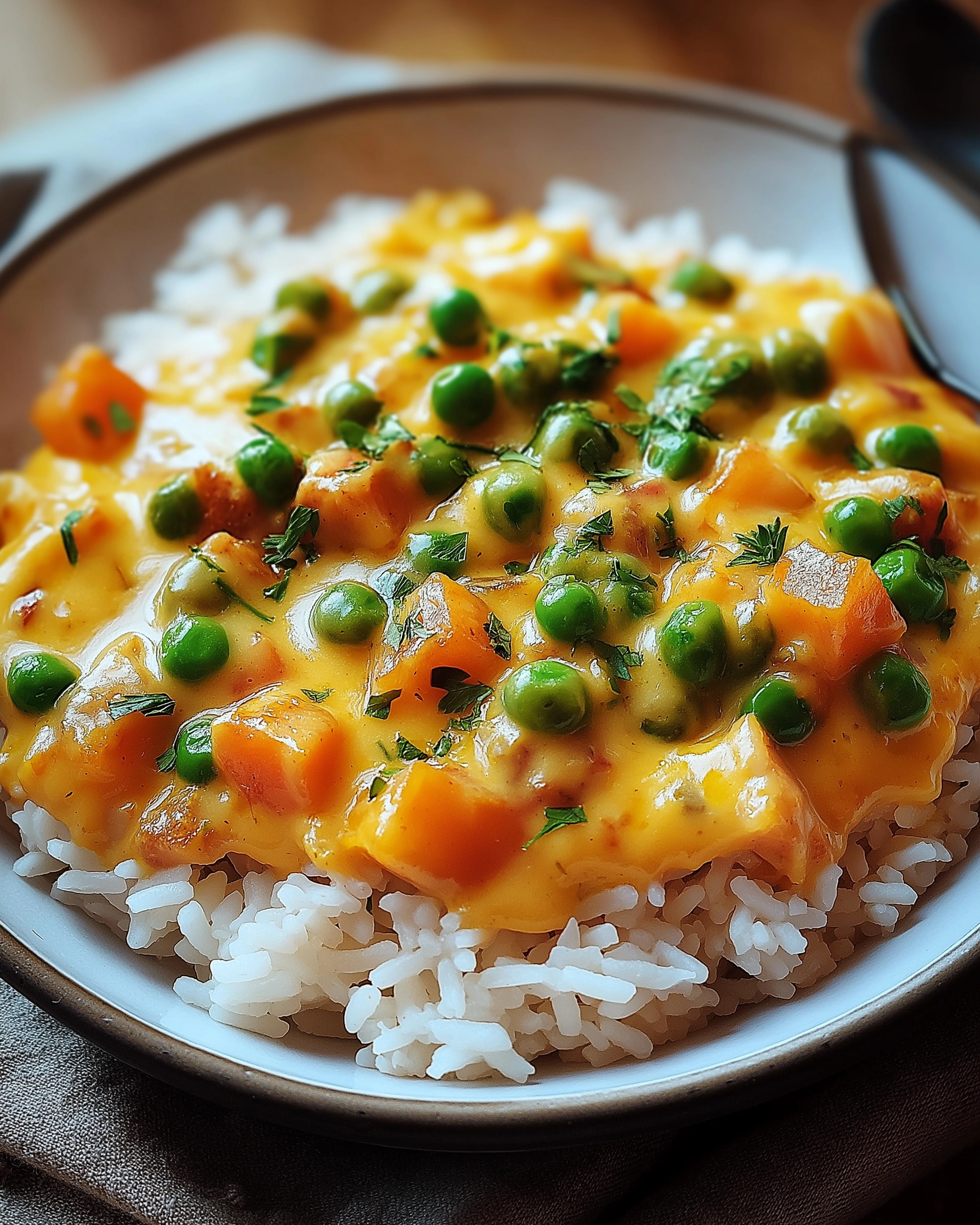 Reis mit Gemüse-Frischkäse-Sauce - Ein schnelles Rezept!