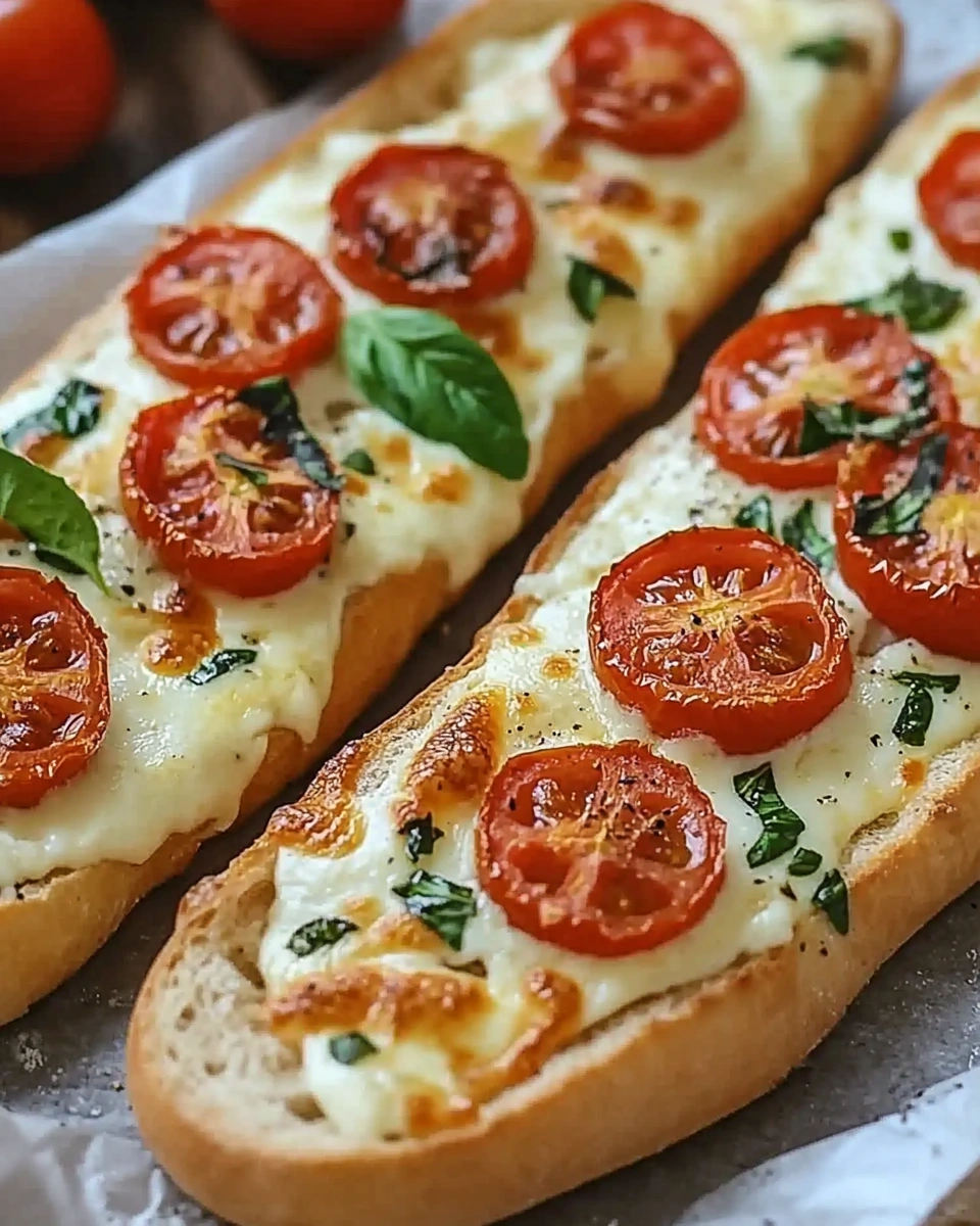 Überbackene Baguettescheiben mit Tomaten und Mozzarella sind ein Genuss!