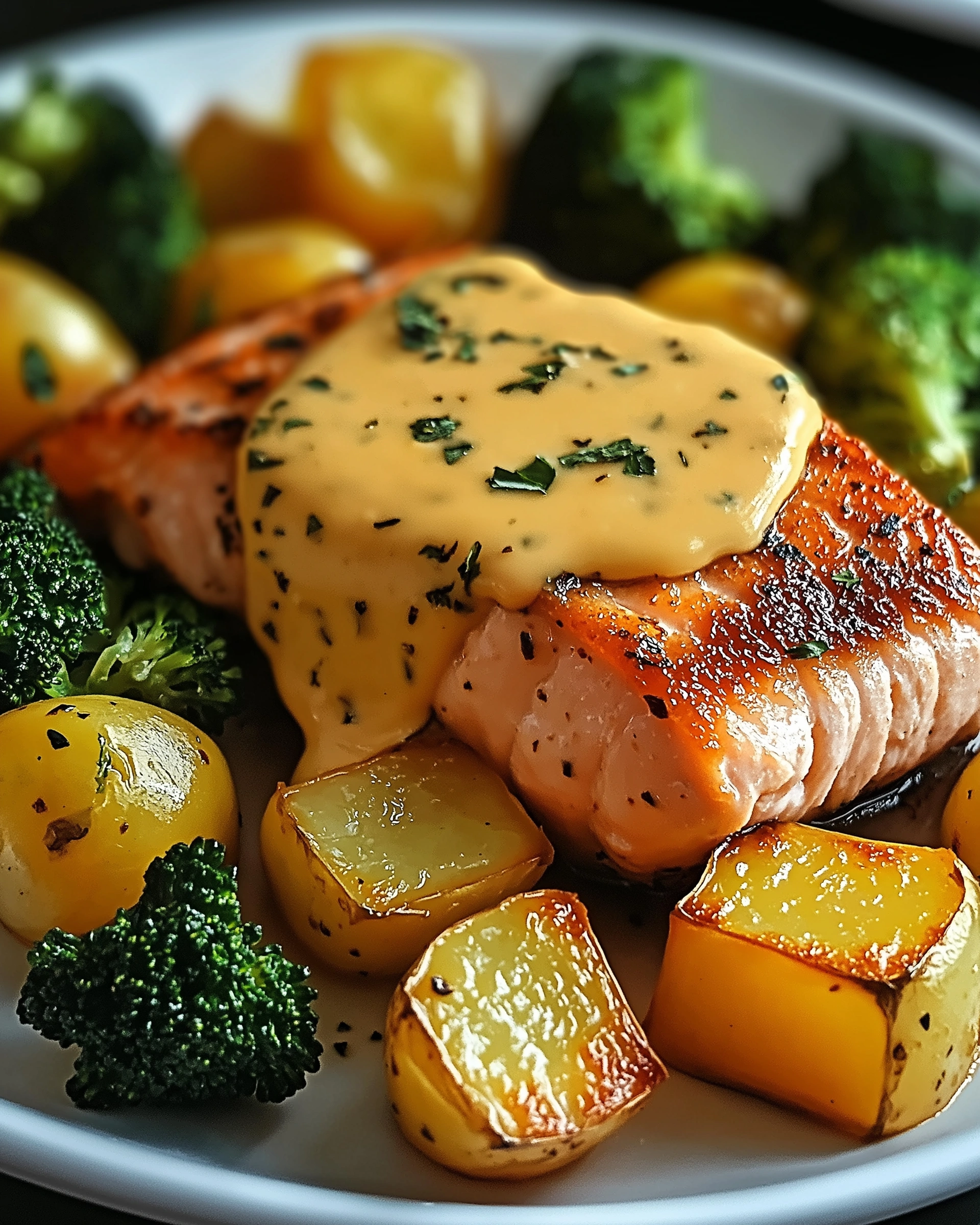 Zitronenbutterlachs mit knusprigen Kartoffeln genießen!
