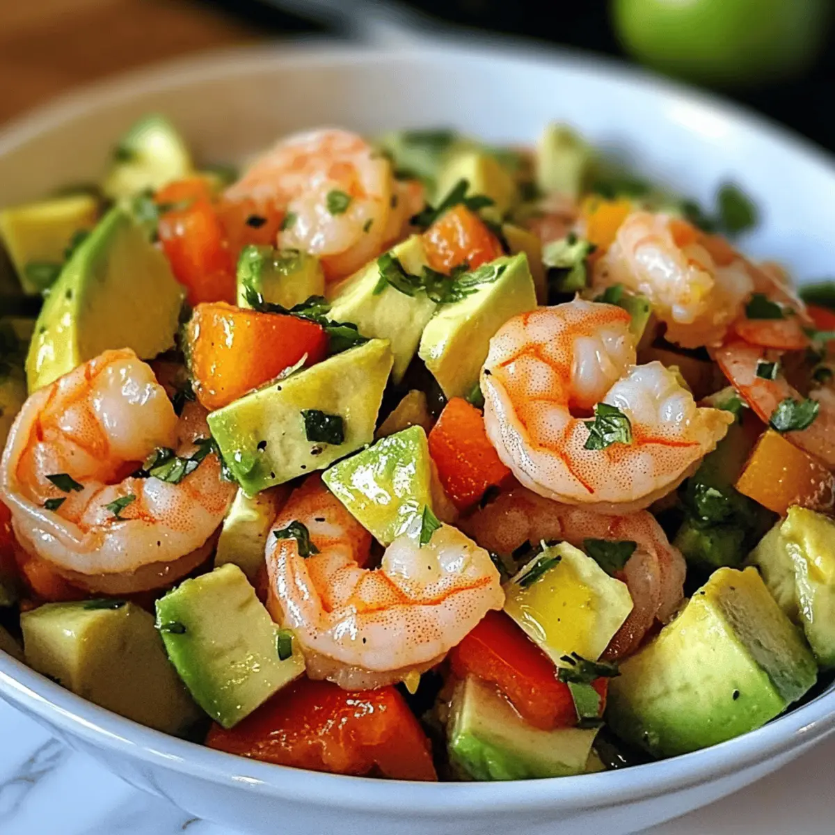 Kalter Garnelen und Avocado Salat für heiße Tage