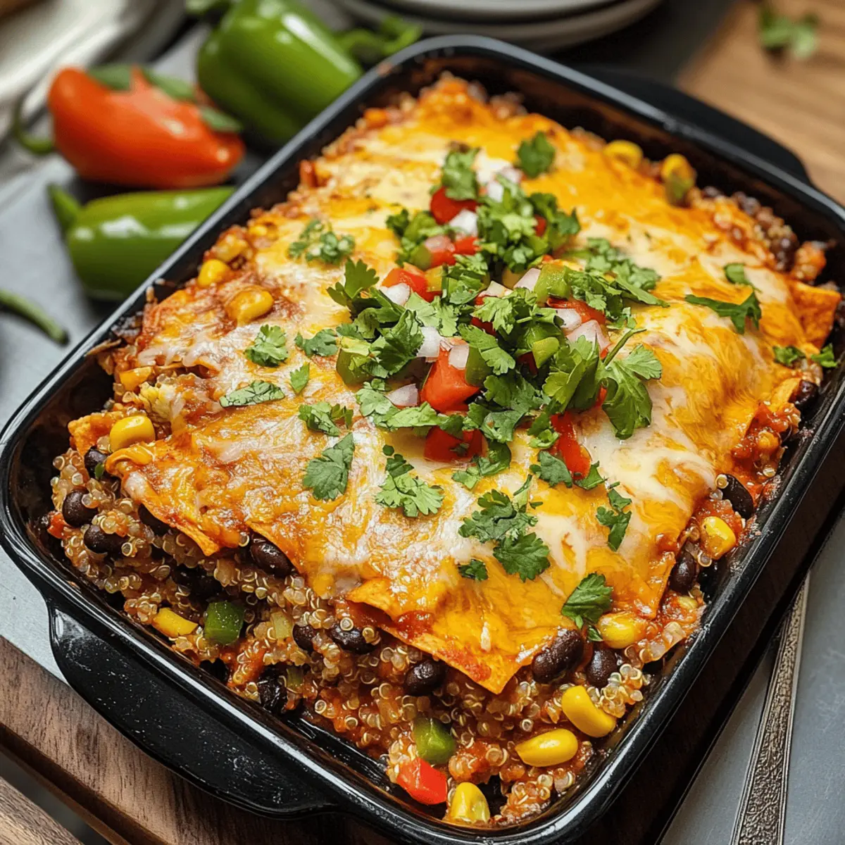 Schwarze Bohnen Quinoa Enchilada Auflauf für jeden Tag