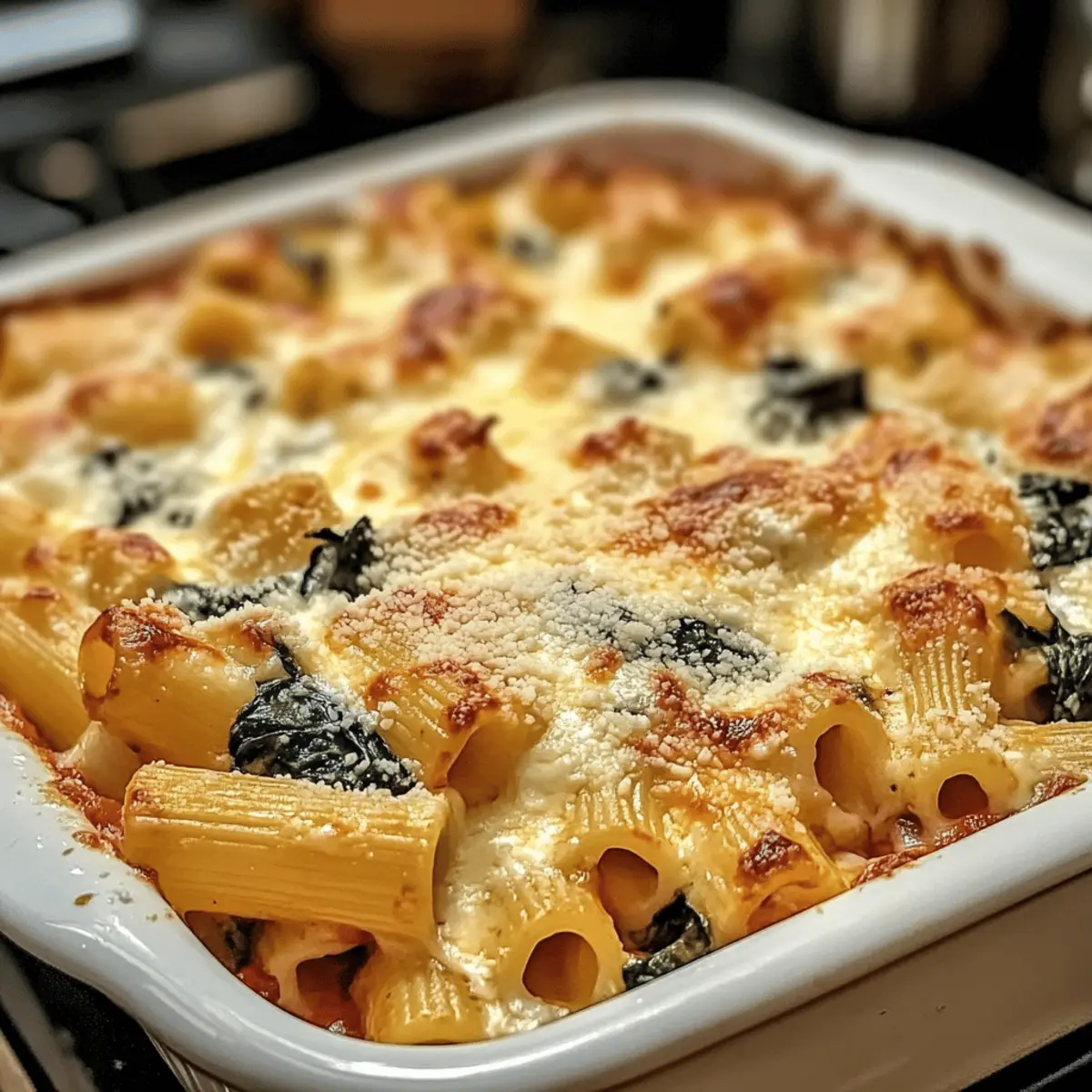 Überbackene Rigatoni mit Spinat und Ricotta Genuss