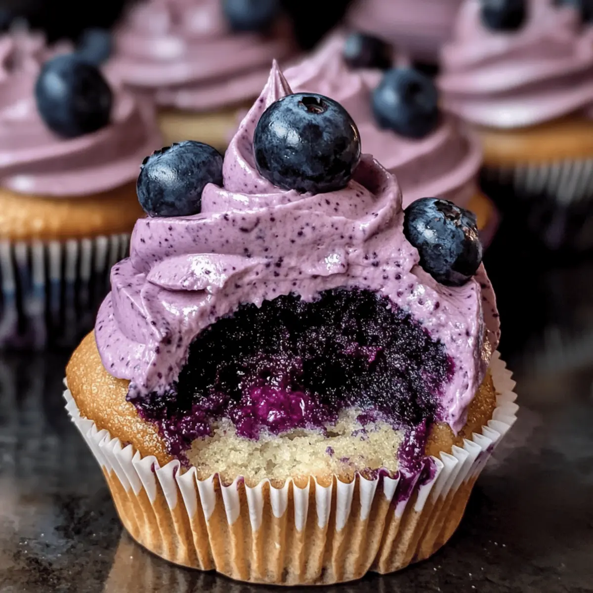 Heidelbeer-Cupcakes mit Heidelbeer-Füllung genießen