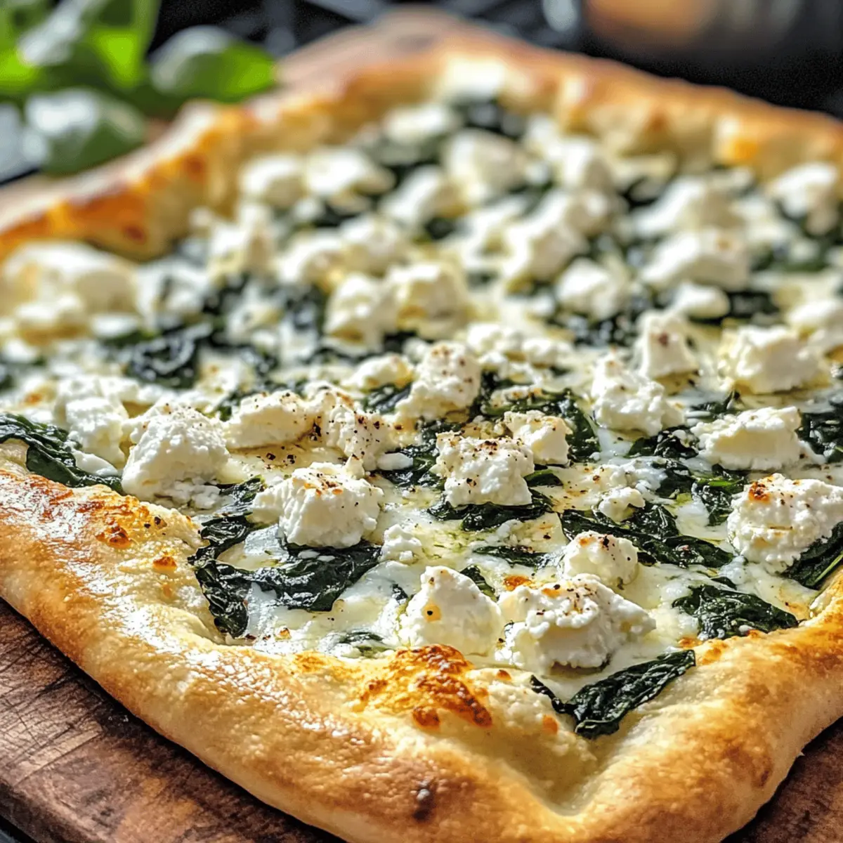 Griechische geröstete Knoblauch-Spinat-Wieße Pizza genießen