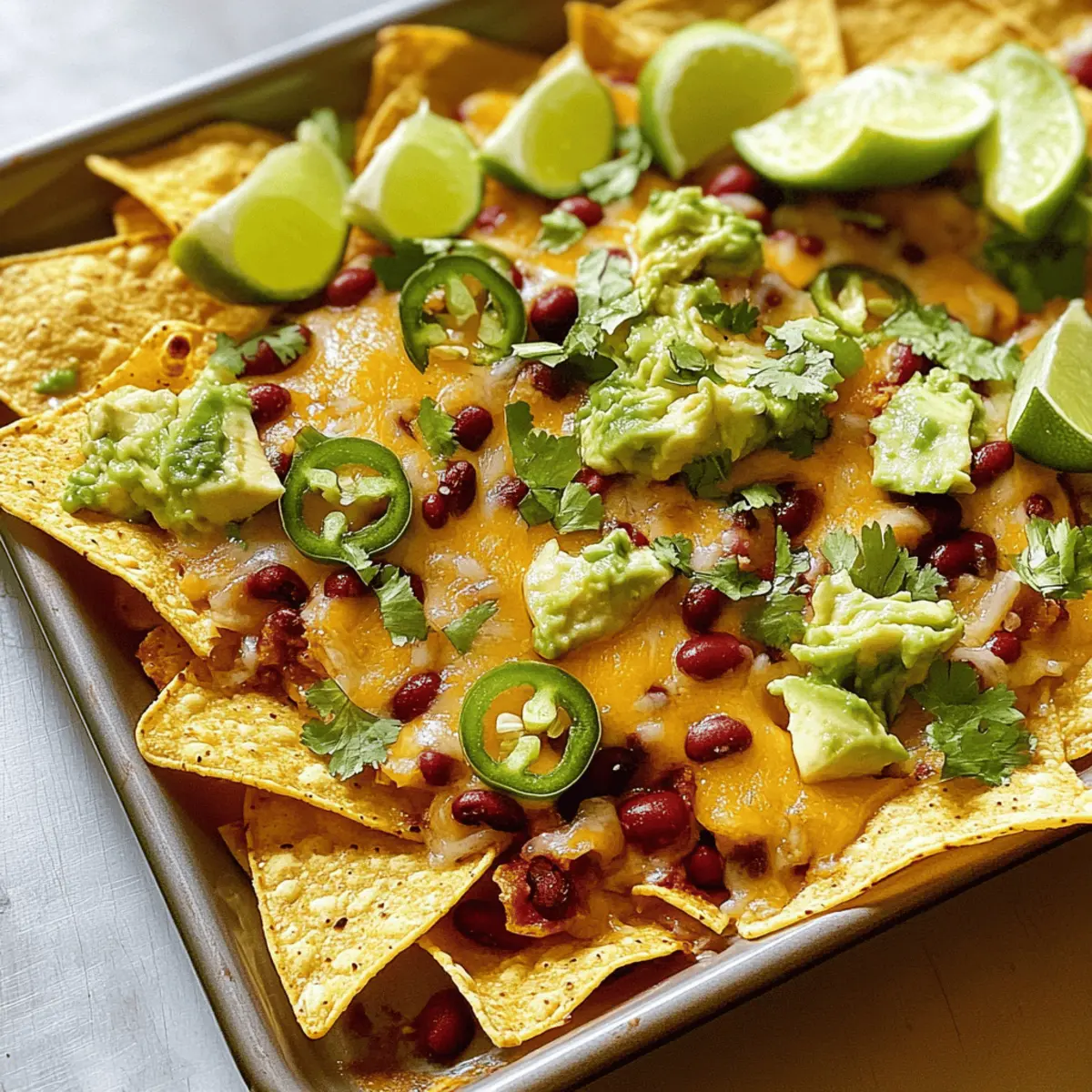 Überbackene Nachos mit Avocado und Bohnen