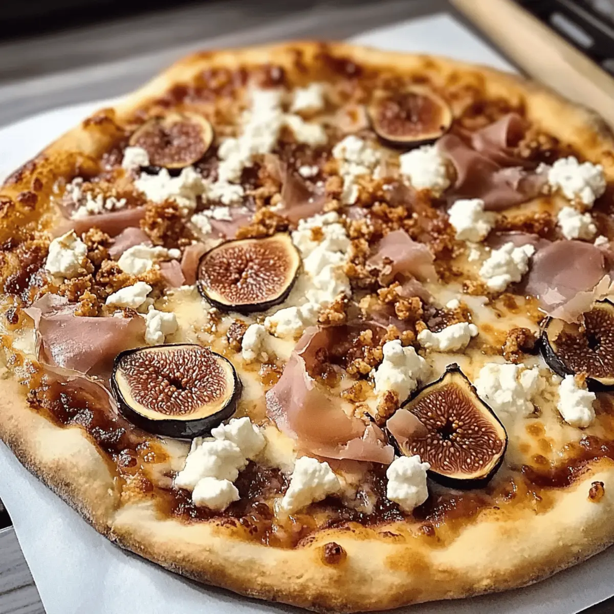 Einfache Feigenpizza mit Ziegenkäse und Prosciutto