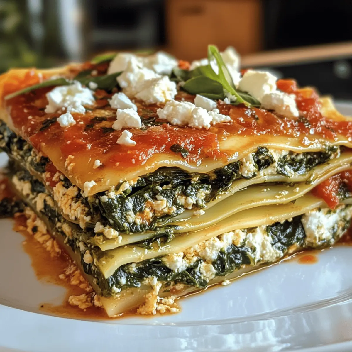 Spinatlasagne mit Feta und Tomaten für Genießer