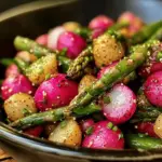 Gerösteter Spargel und Radieschen mit Senf-Vinaigrette