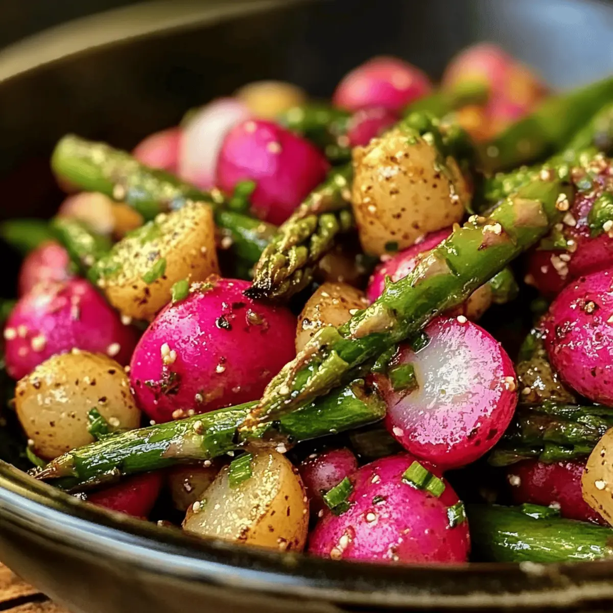 Gerösteter Spargel und Radieschen mit Senf-Vinaigrette
