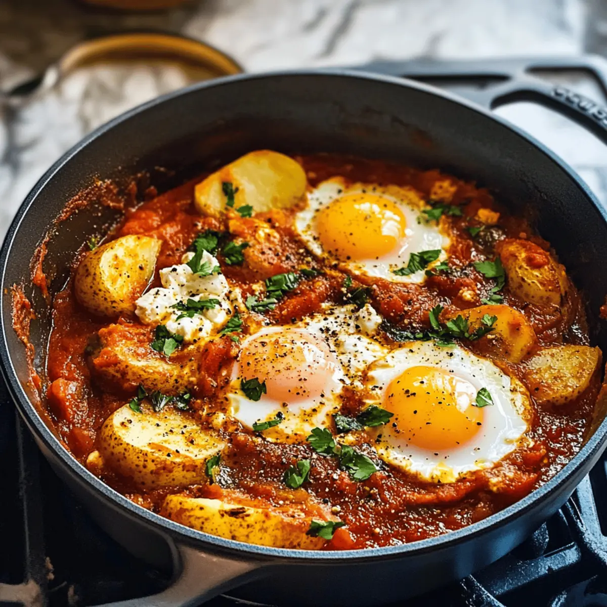 Ein-Topf Würzige Eier und Kartoffeln für Comfort Food