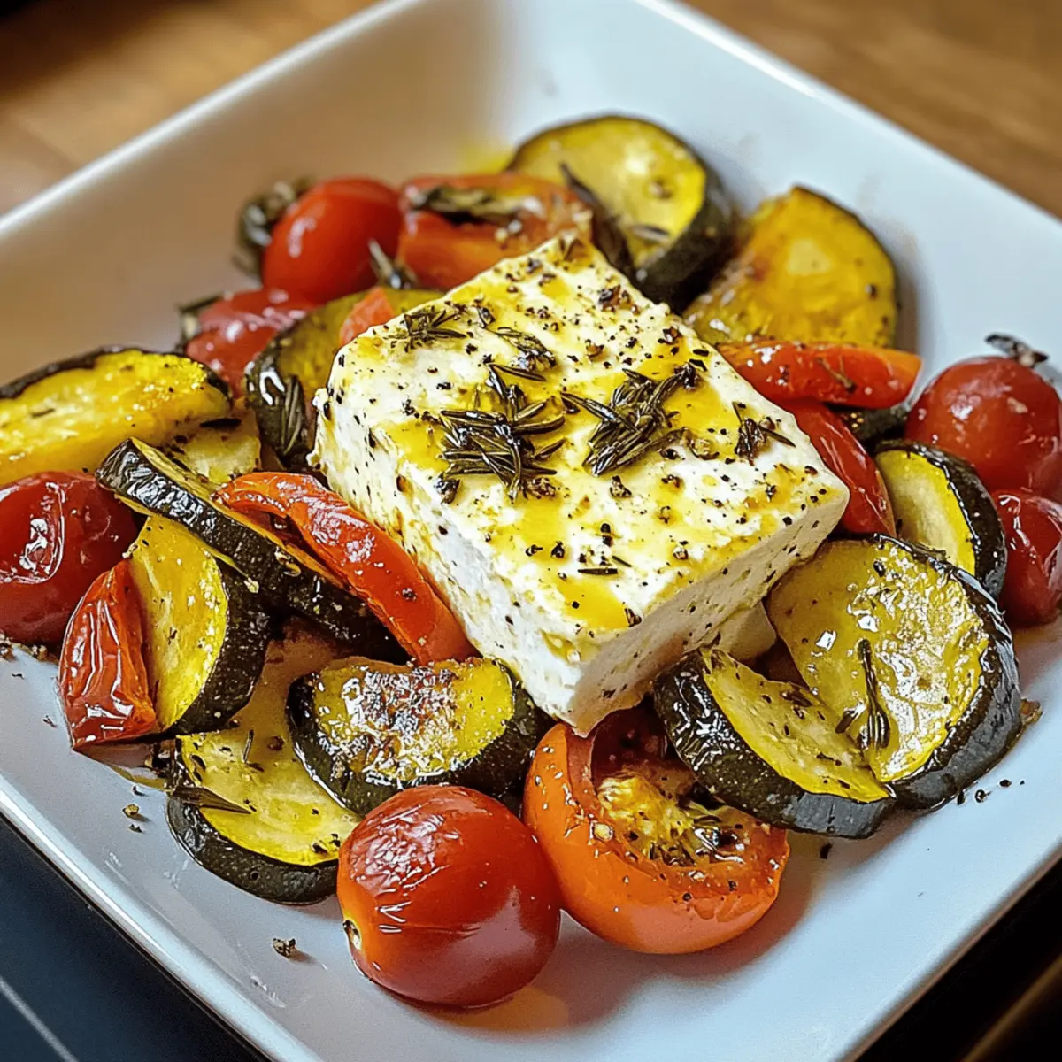 Gebackener Feta auf mediterranem Gemüse ganz einfach