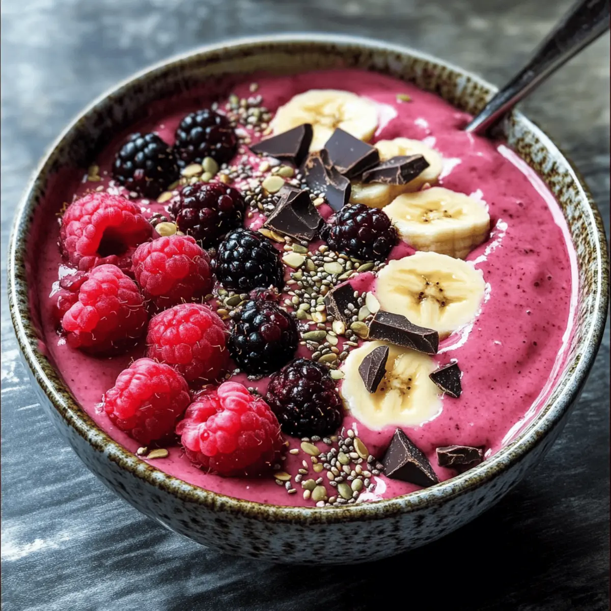 Smoothie-Schüssel mit Beeren für gesunde Morgende