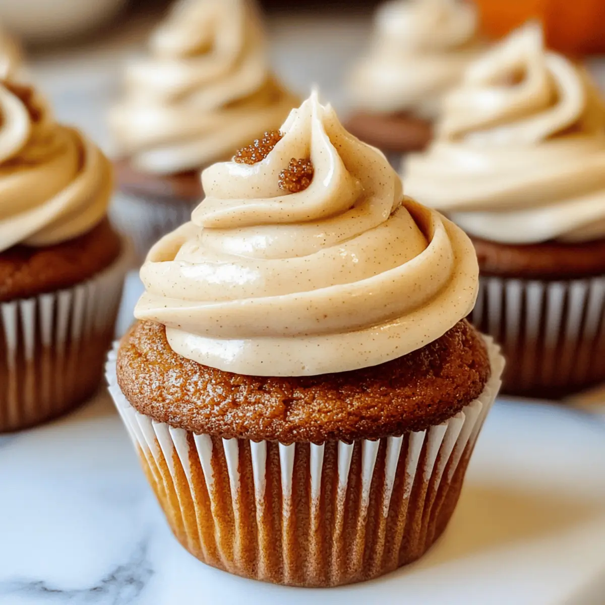 Kürbis Cupcakes mit braunem Zuckerguss