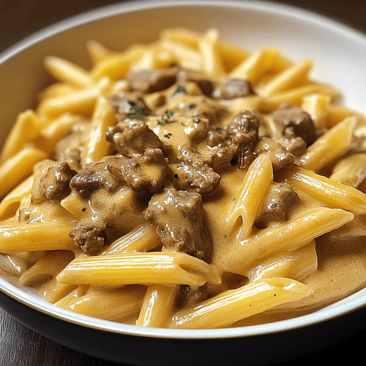 Velveeta-Rindergulasch mit Penne-Nudeln