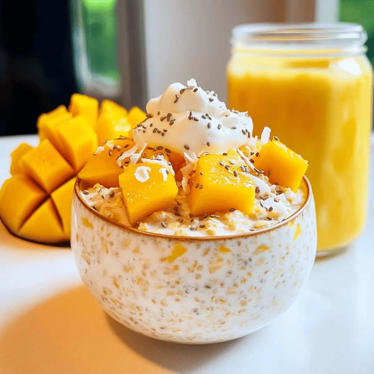 Mango Kokosnuss Übernacht Haferflocken für den Sommer