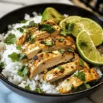 Kokosnuss-Limetten-Hühnchen und Reis