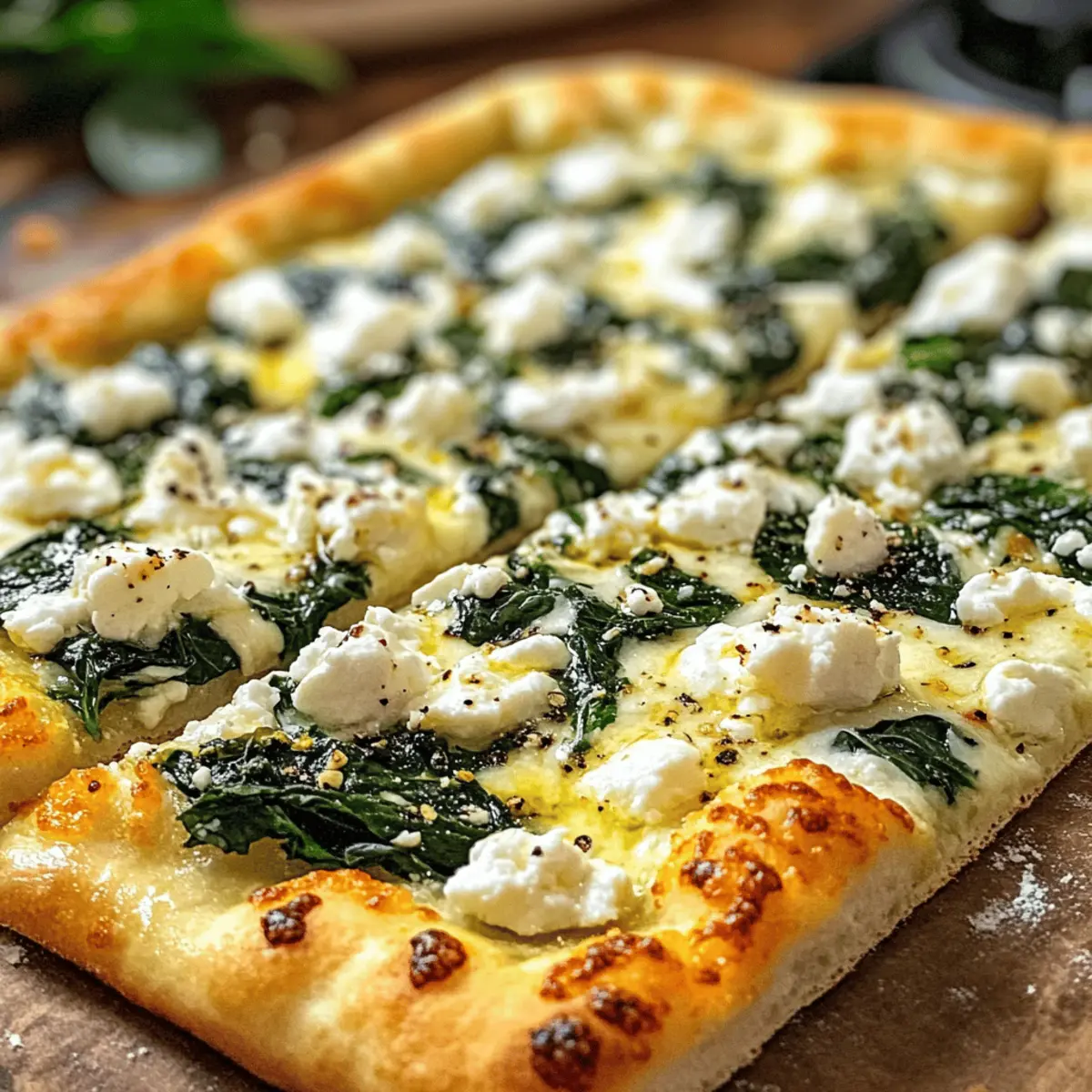 Griechische geröstete Knoblauch-Spinat-Pizza genießen