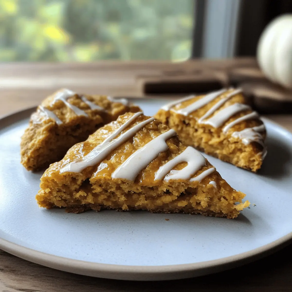 Frisch gemahlene Kürbis-Scones mit köstlichem Drizzle