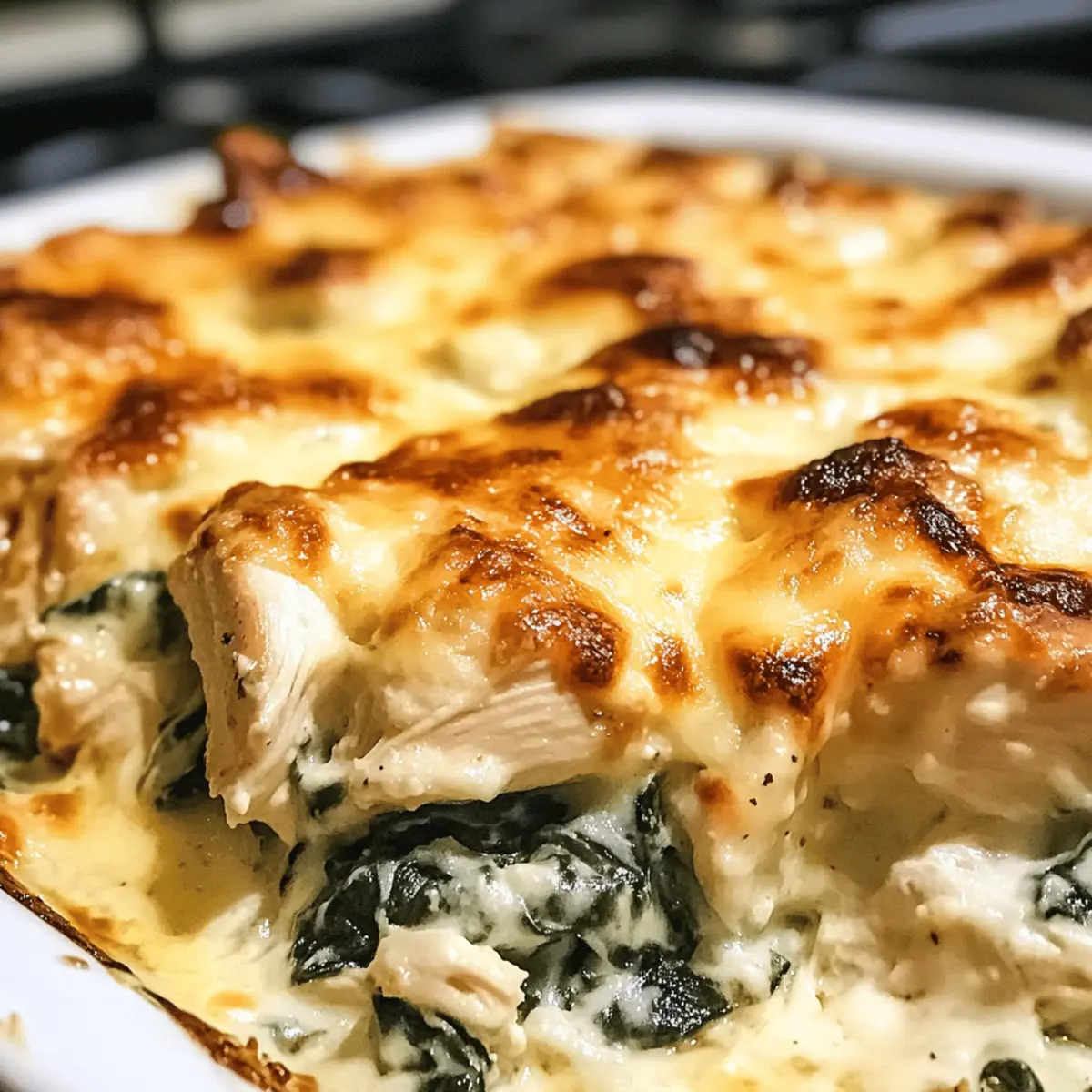 Hühnchen und Spinatauflauf mit Frischkäse genießen