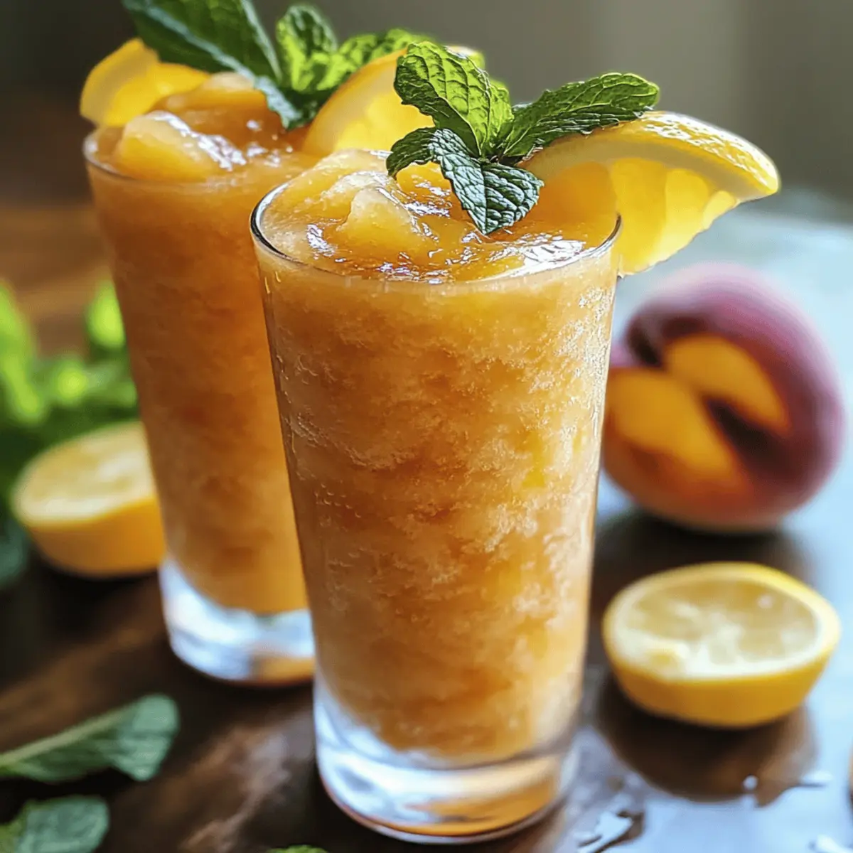 Erfrischende gefrorene Pfirsich-Limonade für den Sommer