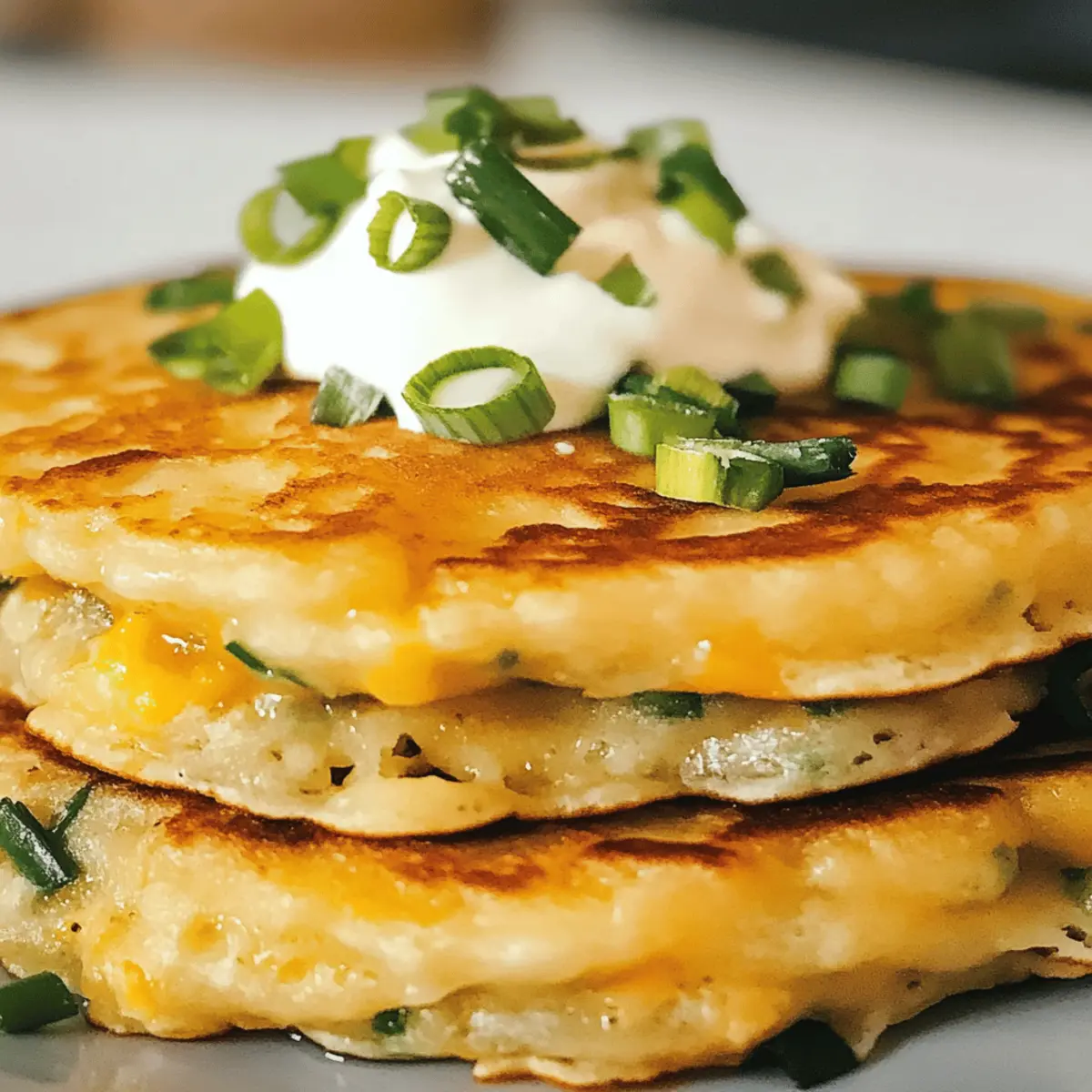Käse herzhaften Pfannkuchen mit Frühlingszwiebeln – Einfach und Lecker