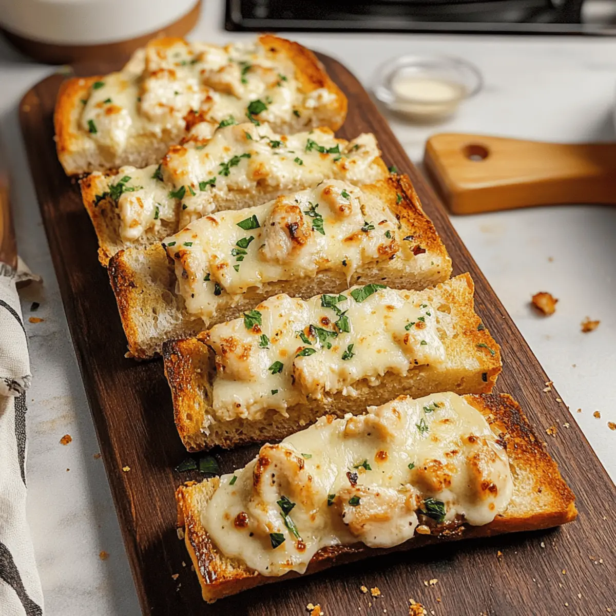 Hähnchen Alfredo Knoblauchbrot für jeden Anlass