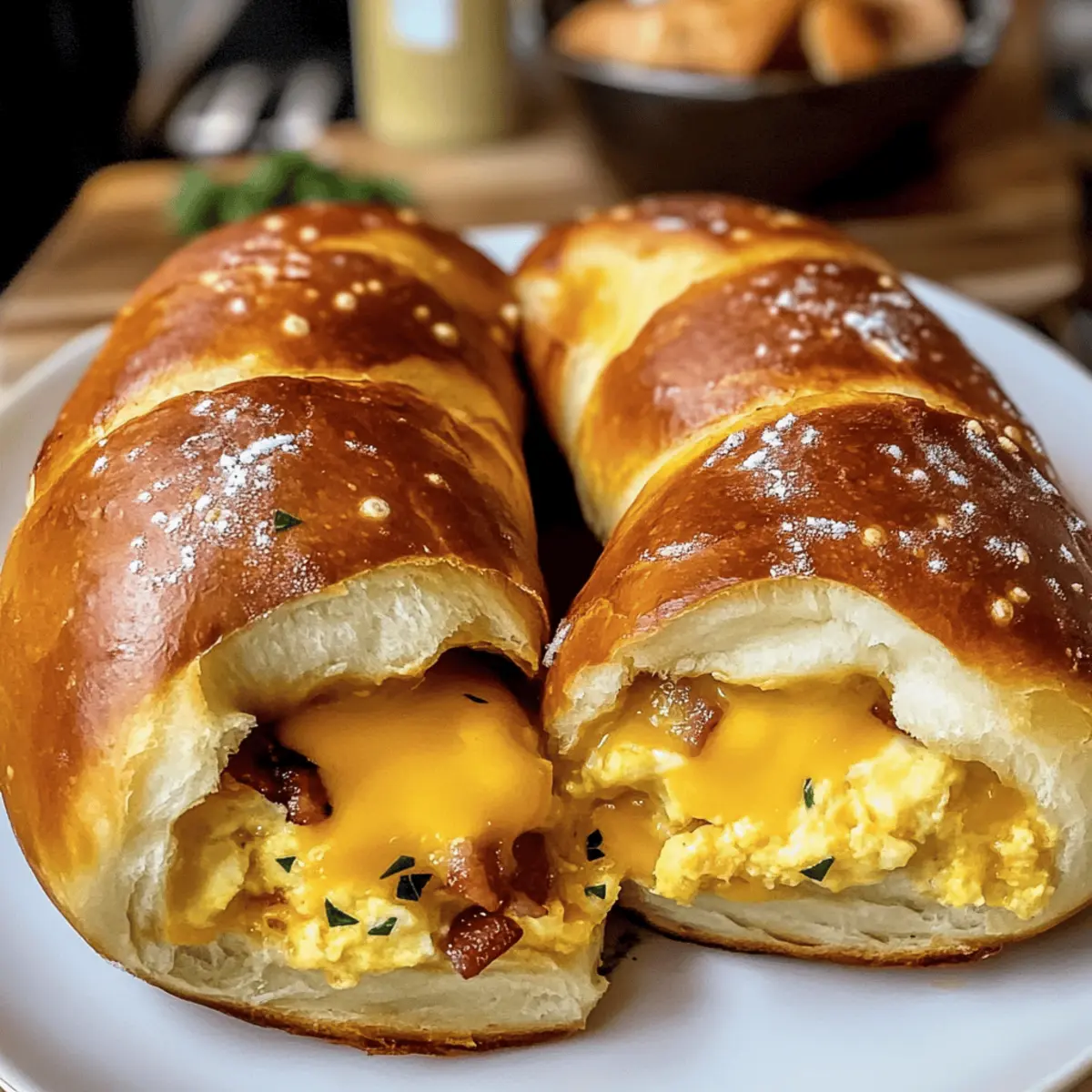 Gefüllte Frühstücks-Brezelbrötchen für den perfekten Start