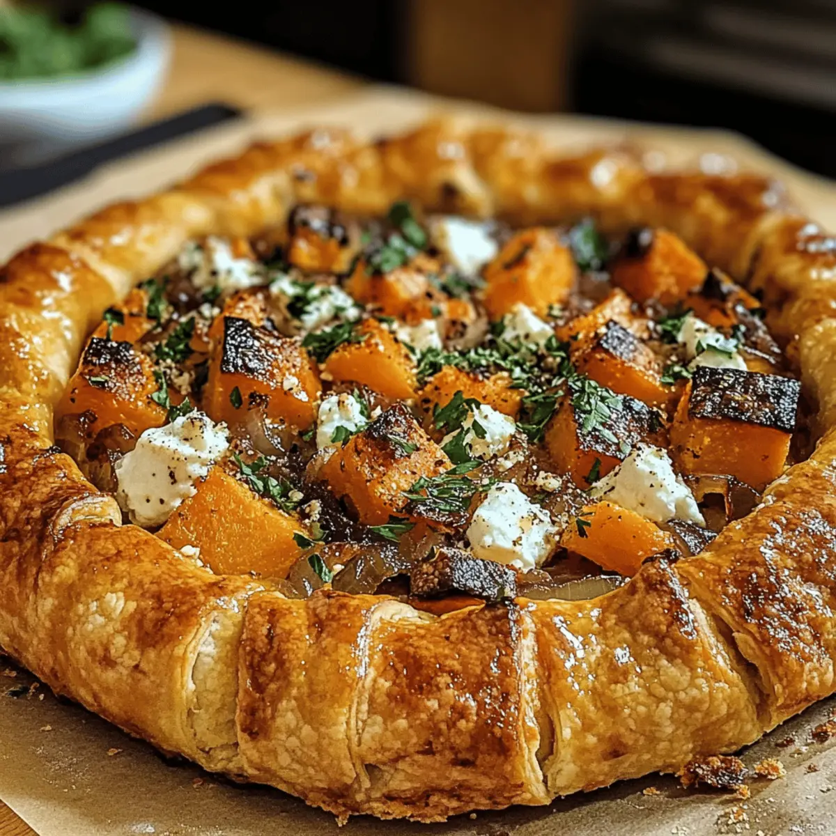Goldene Butternusskürbis- und Ziegenkäse-Galetten