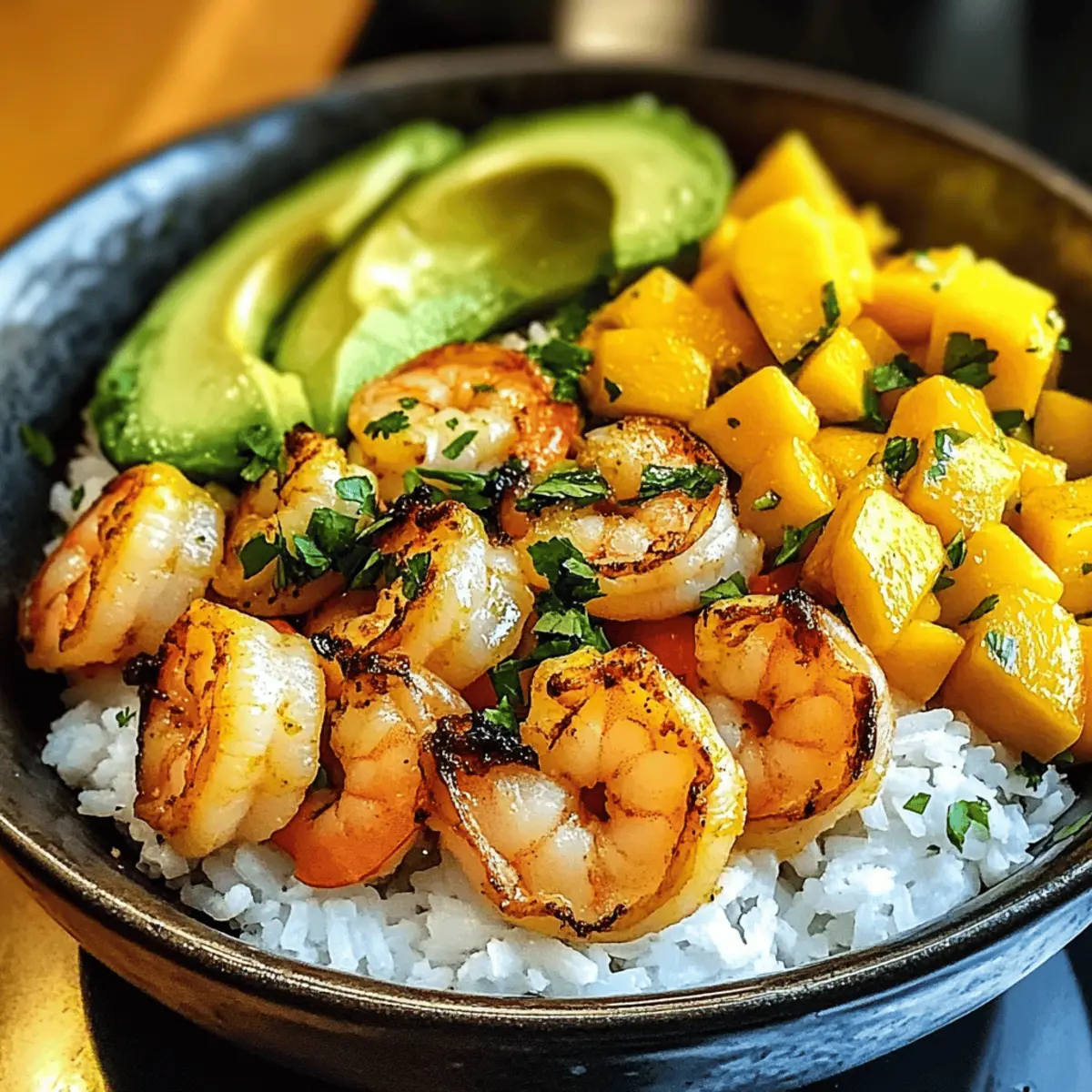Garnelen Avocado Mango Schalen für ein schnelles Dinner