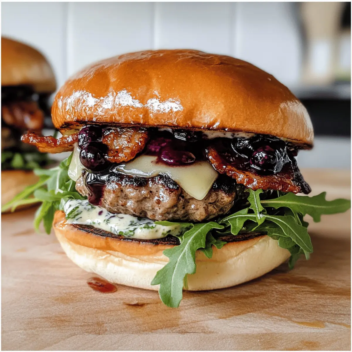Blaubeere Basilikum Gourmet Burger für den Sommer