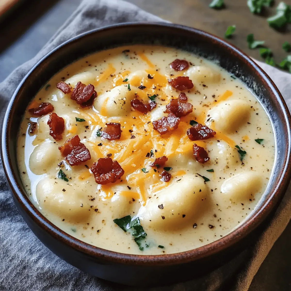 Bacon Cheddar Gnocchi Suppe für kalte Tage