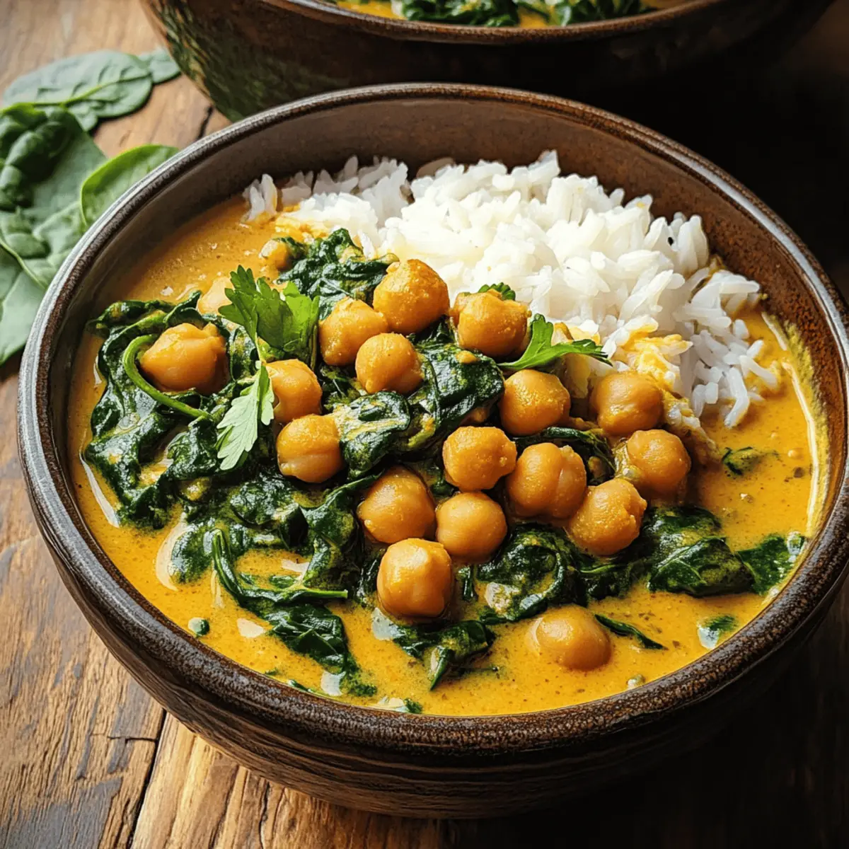 Spicy Chickpea Curry mit Kokosmilch und Spinat