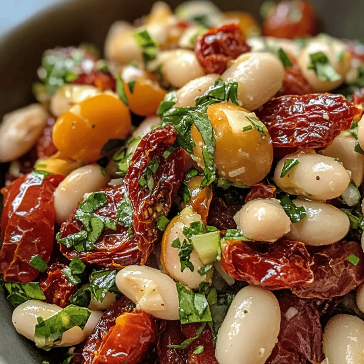 Marinierter getrockneter Tomaten-Bohnen-Salat für jeden Tag