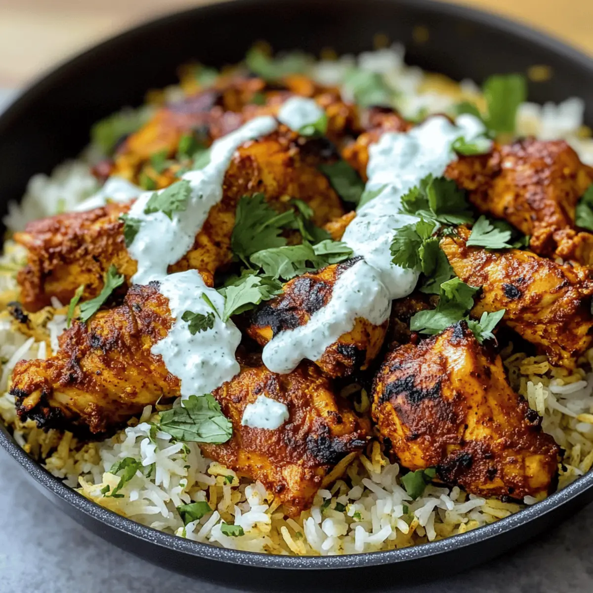 Ein-Pfannen Tandoori-Hähnchen und Reis für die Familie